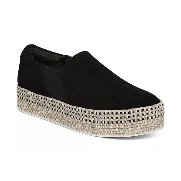 Vince Wilden Platform Espadrille Sneakers Jute Suede Sz 9 in Black Slip-on - Picture 1 of 11